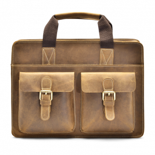 TAN TOP-LOADER BRIEFCASE