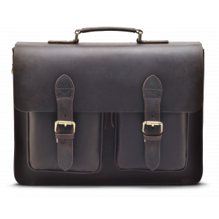 DARK BROWN TWO-POCKET BRIEFCASE