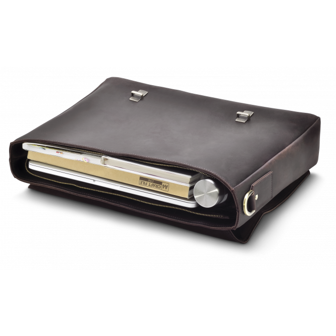 DARK BROWN ZIPPER MESSENGER BAG